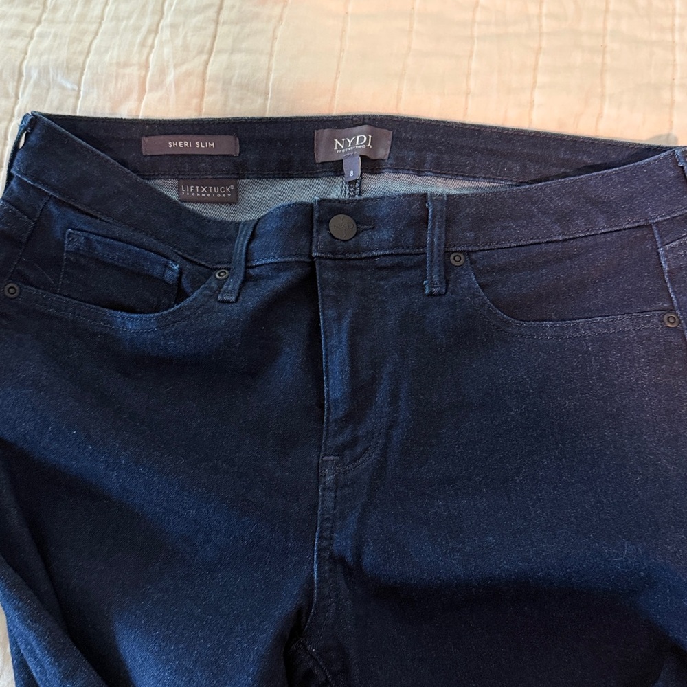 NYDJ Sheri Slim Dark Indigo Jeans. Size 8 - Picture 3 of 8